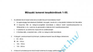 Megoldókulcs műszaki ismeret tesztekhez